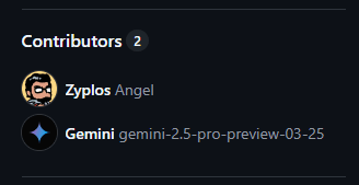 a screenshot showing a list of GitHub repo contributors, showing Gemini
